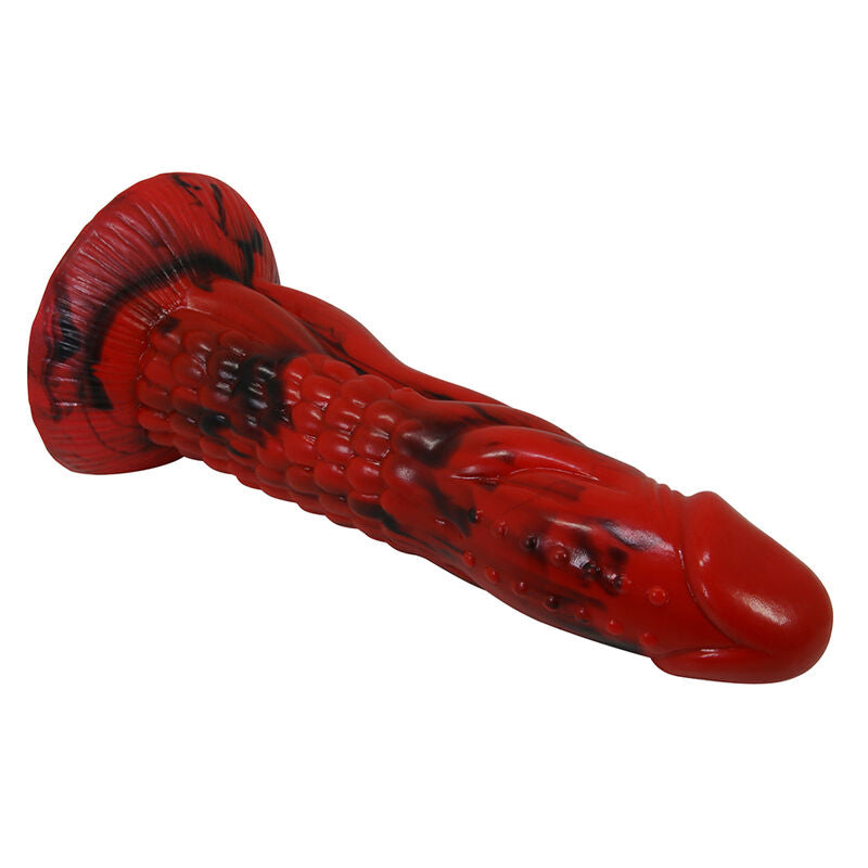 POWER MONSTERS - GODEMICHÉ MINOTAURE FANTASY AVEC VENTOUSE 21 CM Ø 5 CM ROUGE ET NOIR POWER MONSTERS