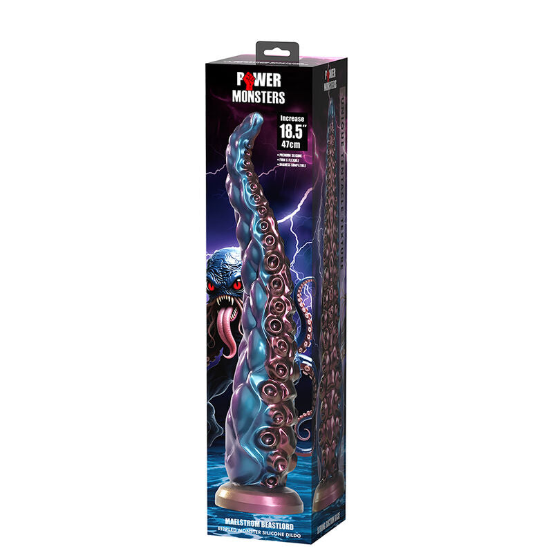 POWER MONSTERS - GODEMICHÉ EN SILICONE TRICOLORE FANTAISIE À TENTACULES ABYSSAUX 46 CM Ø 7 CM POWER MONSTERS