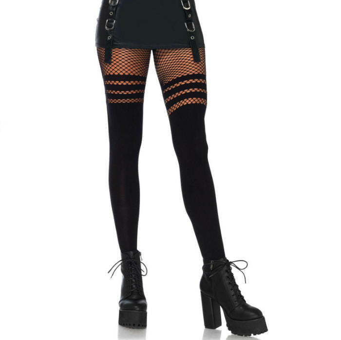 LEG AVENUE - PANTYHOUSE  RAYURES FISNHET LEG AVENUE HOSIERY