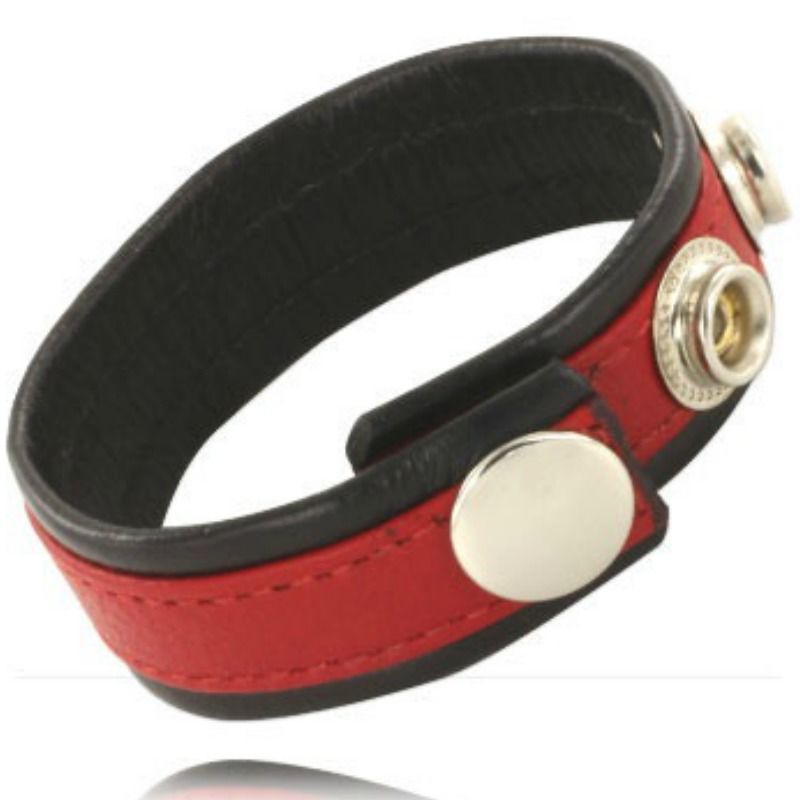 LEATHER BODY - SANGLE EN CUIR RÉGLABLE POUR PÉNIS ROUGE-NOIR LEATHER BODY