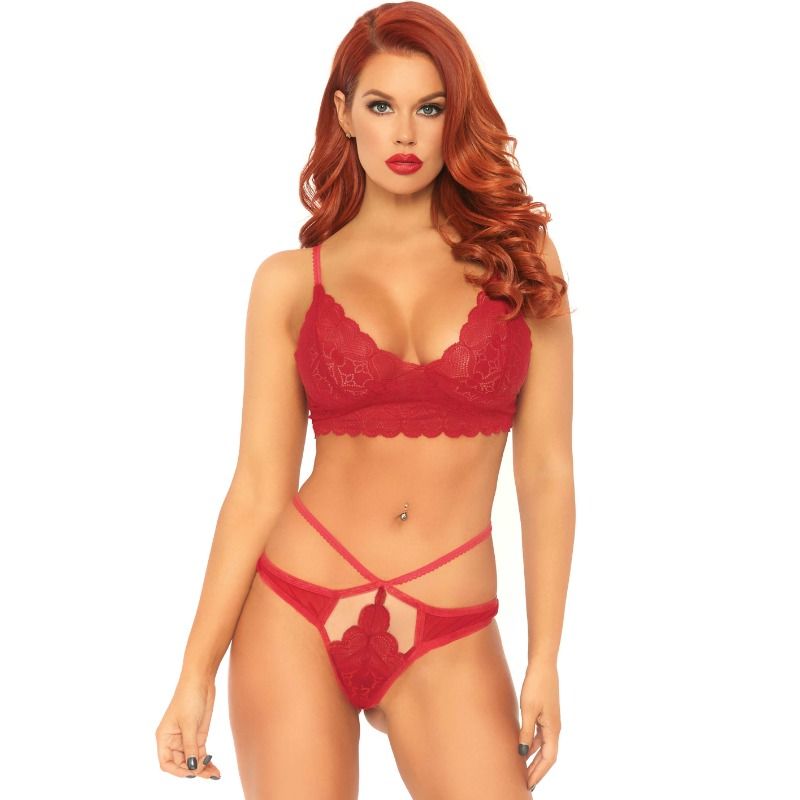 LEG AVENUE - ENSEMBLE 2 PIÈCES BRALETTE ET STRING DENTELLE M/L LEG AVENUE SETS