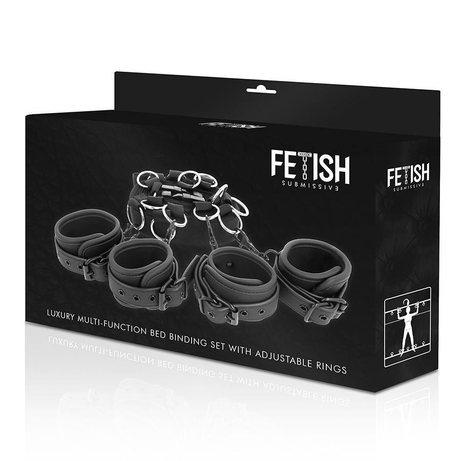 FETISH SUBMISSIVE - ENSEMBLE DE LIENS DE LIT DE LUXE AVEC DOUBLURE EN NOPRÈNE FETISH SUBMISSIVE BONDAGE