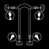 FETISH SUBMISSIVE - POSITION MAÎTRE AVEC 4 MENOTTES DOUBLÉES DE NOPRÈNE FETISH SUBMISSIVE BONDAGE