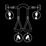 FETISH SUBMISSIVE - POSITION JAMBES OUVERTES AVEC MENOTTES DOUBLÉES EN NOPRÈNE FETISH SUBMISSIVE BONDAGE
