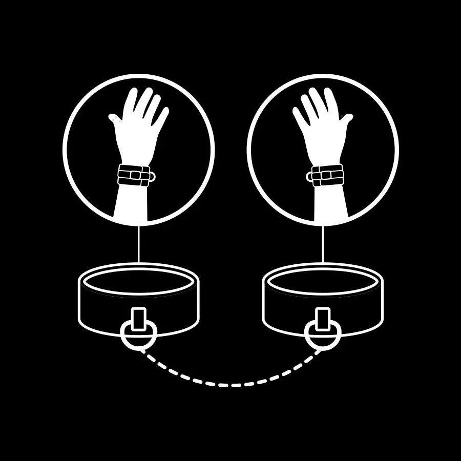 FETISH SUBMISSIVE - MENOTTES EN CUIR VÉGÉTALIEN AVEC DOUBLURE EN NOPRÈNE FETISH SUBMISSIVE BONDAGE
