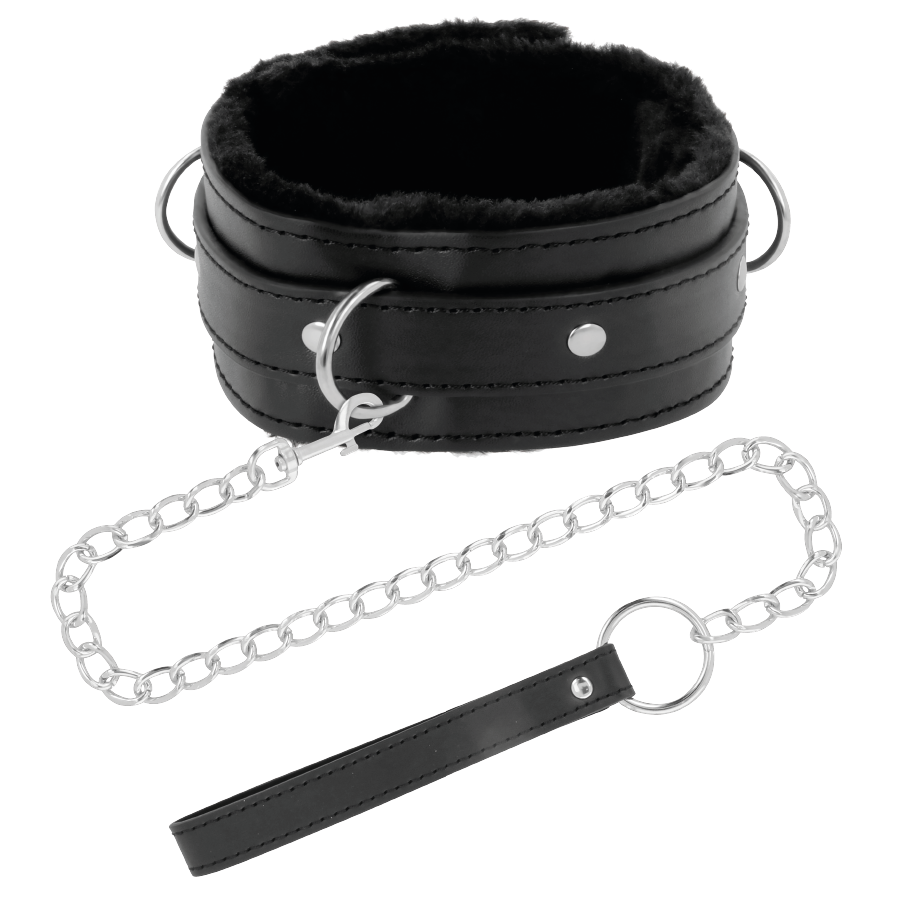 DARKNESS - COLLIER DE POSTURE CONFORTABLE AVEC CHAÎNE EN CUIR DARKNESS BONDAGE