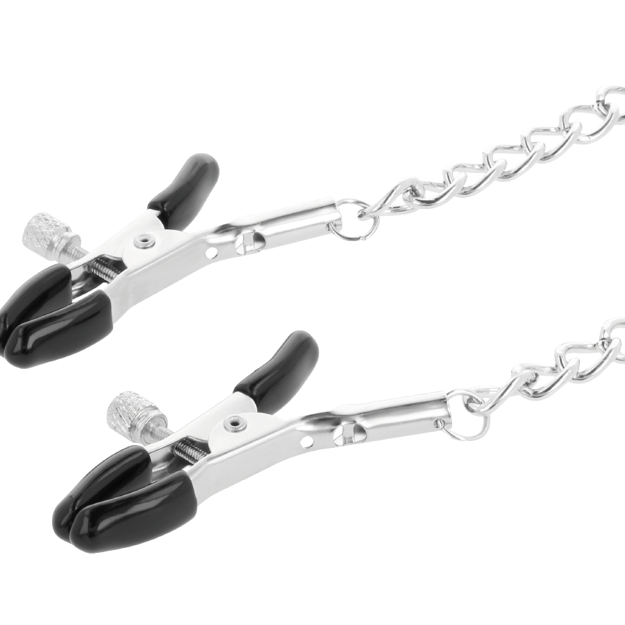 DARKNESS - COLLIER AVEC PINCES  NIPPLE NOIR DARKNESS BONDAGE