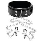 DARKNESS - COLLIER AVEC PINCES  NIPPLE NOIR DARKNESS BONDAGE