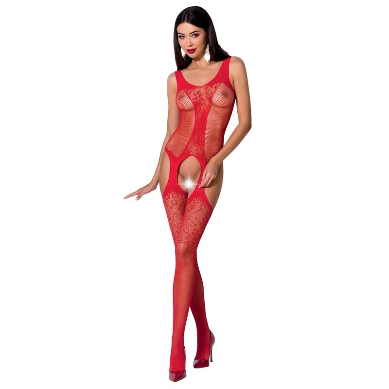 PASSION - FEMME BS072 BODYSTOCKING TAILLE UNIQUE ROUGE PASSION WOMAN