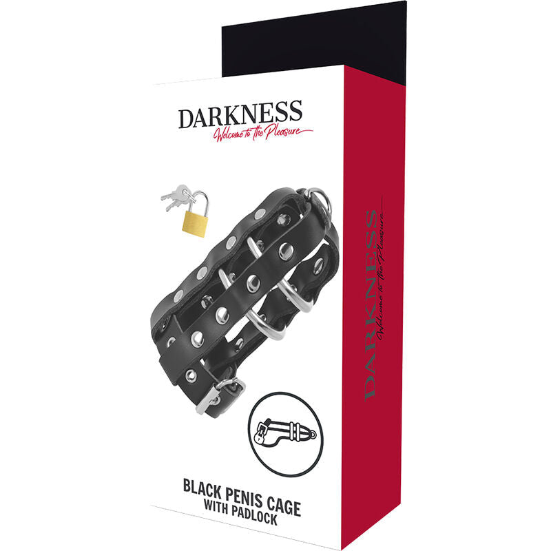 DARKNESS - CAGE DE CHASTETÉ EN CUIR AVEC SERRURE DARKNESS BONDAGE