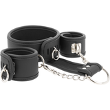 FETISH SUBMISSIVE - COLLIER ET MENOTTES EN CUIR VÉGAN AVEC DOUBLURE EN NOPRÈNE FETISH SUBMISSIVE BONDAGE