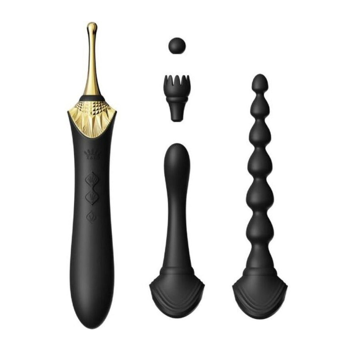 ZALO Bess 2 noir - Masseur chauffant 21,9 cm, 4 embouts