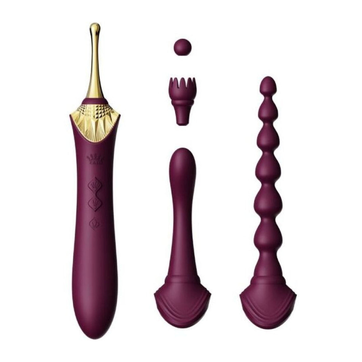 ZALO Bess 2 violet - Masseur chauffant 21,9 cm, 4 embouts