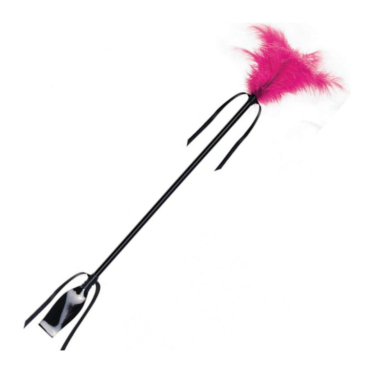 SecretPlay - Fouet à extrémité plumes, noir et fuchsia